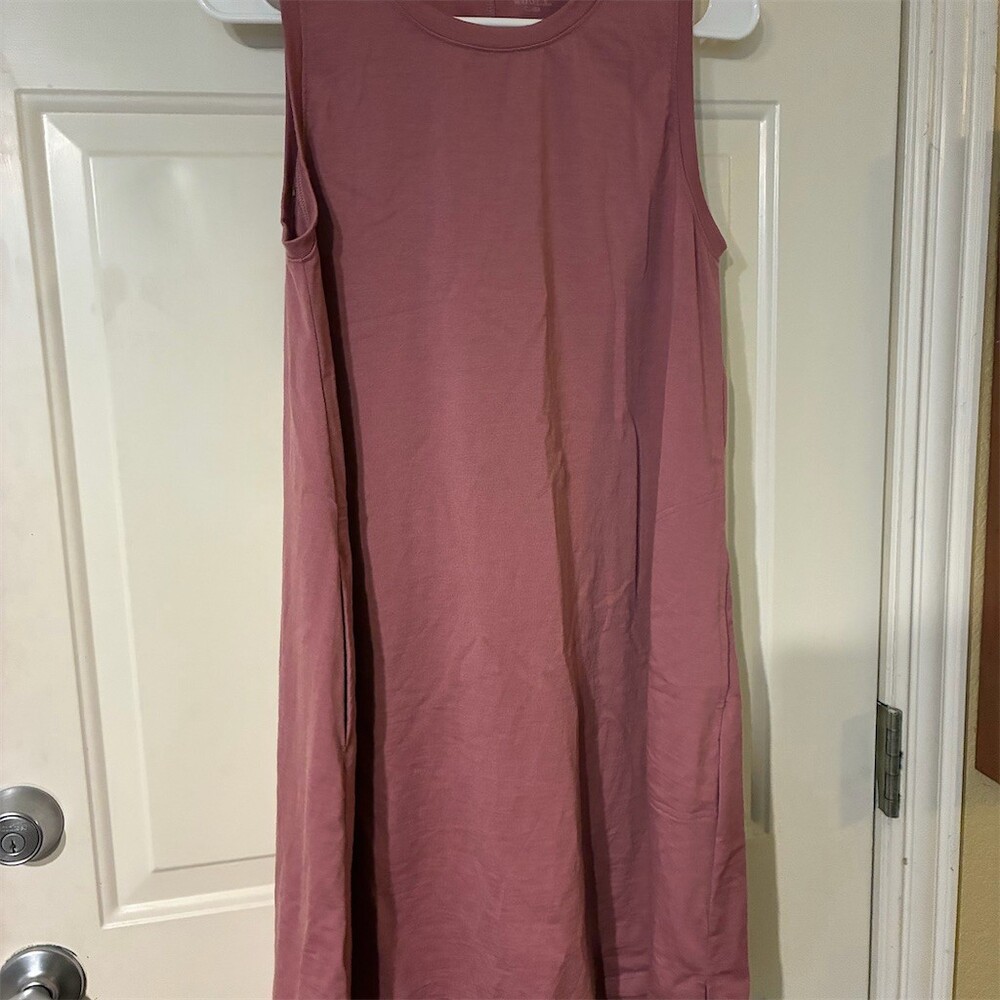 Woolx Clara Tank Dress Womens Medium Mauve Purple Long Shift Pockets